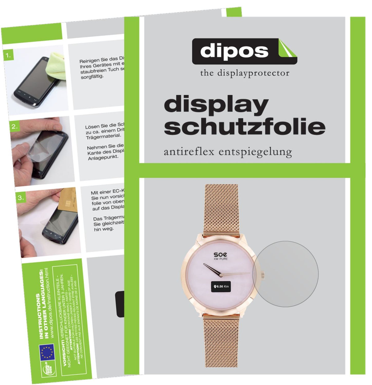 2x Screen Protector for X-WATCH SOE XW Pure Protection Anti Glare dipos