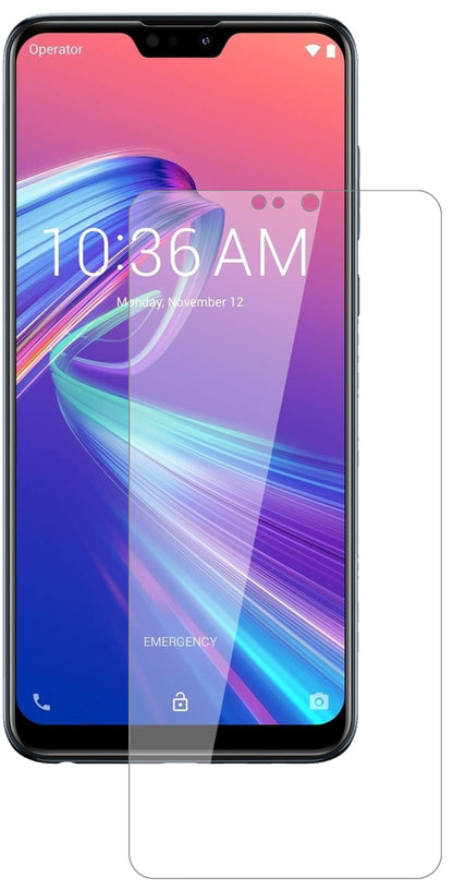 AsusZenFone Max Pro (M2) mit aufgebrachter dipos Flex Schutzfolie, glasklare Darstellung ohne Einschränkungen
