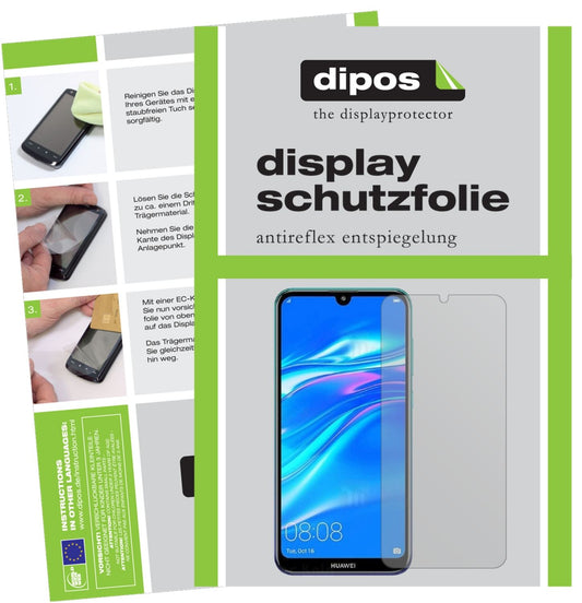 Matte Displayschutzfolie von dipos passend für Huawei Y7 Pro (2019), präziser Zuschnitt und blasenfrei montiert