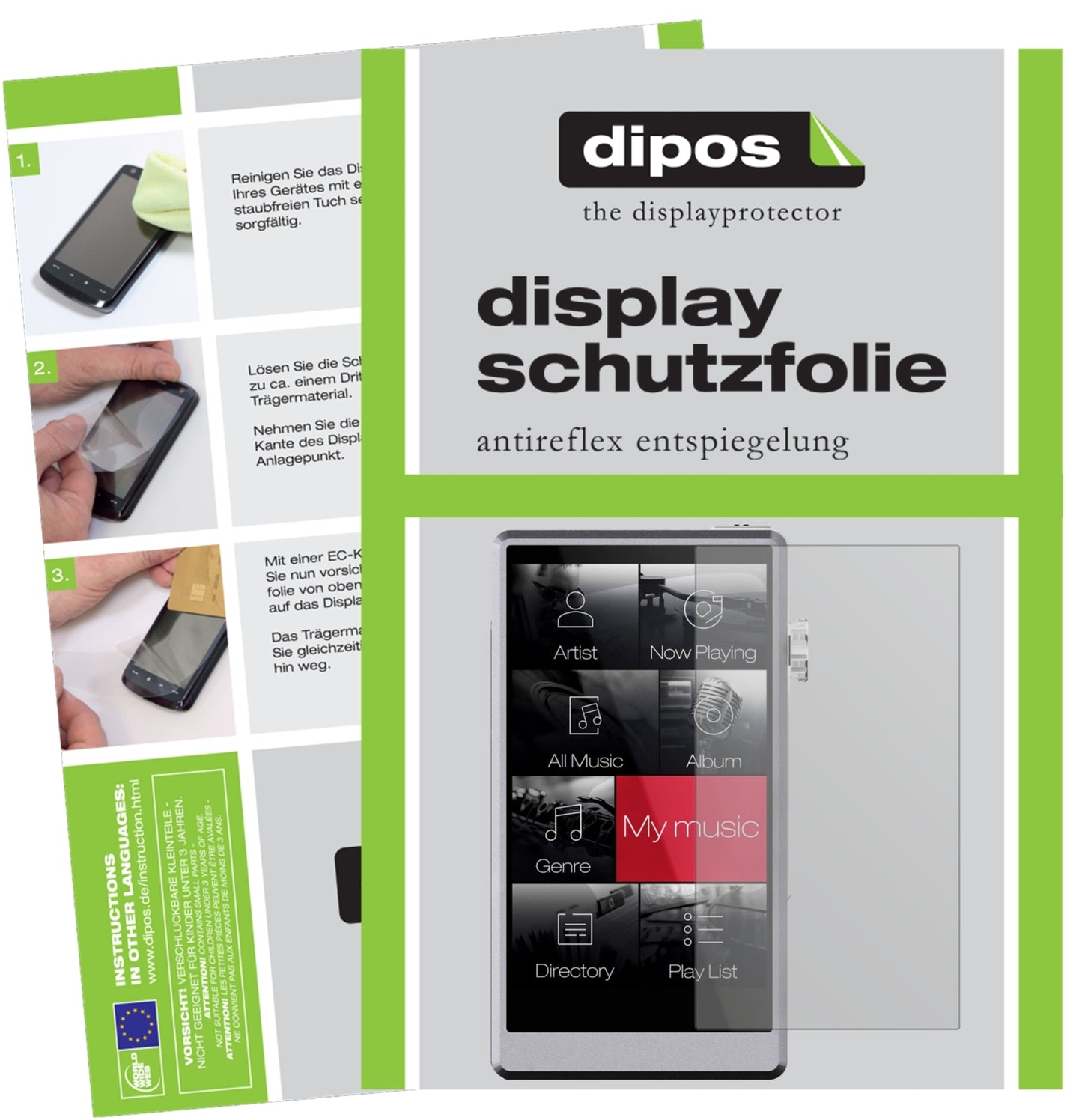 Matte Displayschutzfolie von dipos passend für iBasso DX150, präziser Zuschnitt und blasenfrei montiert