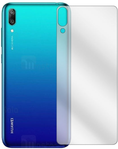 HuaweiY7 Pro (2019) Rückseite mit aufgebrachter dipos Displayschutzfolie, glasklare Darstellung ohne Einschränkungen