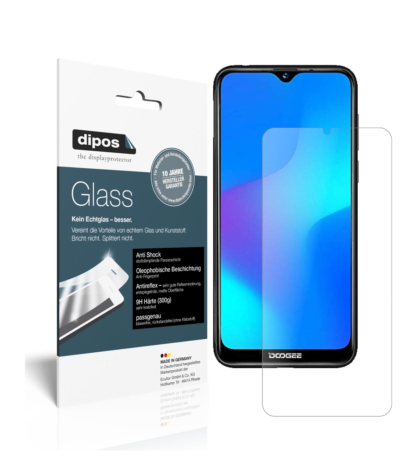 Matte Displayschutzfolie von dipos passend für Doogee Y8, 9H kratzfest und blasenfrei montiert