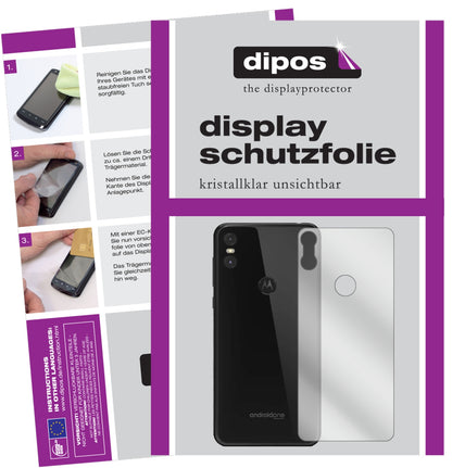 Klare Displayschutzfolie von dipos passend für Motorola One Rückseite, präziser Zuschnitt und blasenfrei montiert