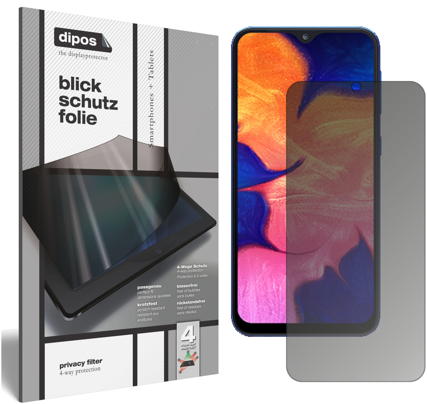 Blickschutzfolie für Samsung Galaxy A10 matt Schutzfolie Privacy