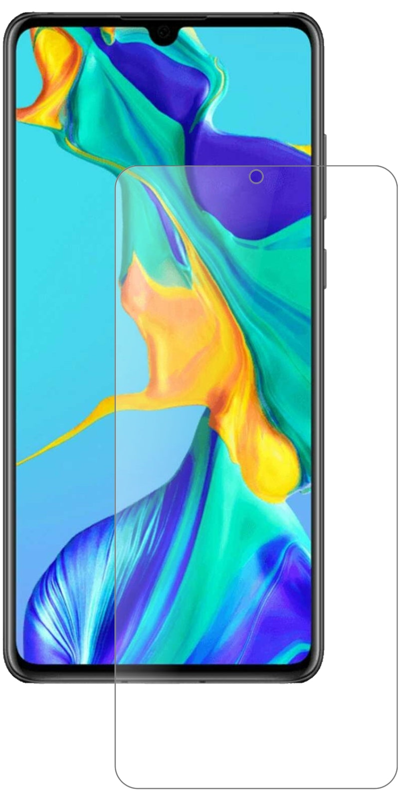 HuaweiP30 mit aufgebrachter dipos Panzerfolie, die lästige Fingerabdrücke minimiert