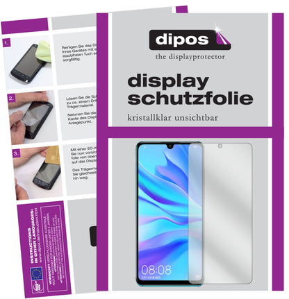 Klare Displayschutzfolie von dipos passend für Huawei Nova 4e, präziser Zuschnitt und blasenfrei montiert