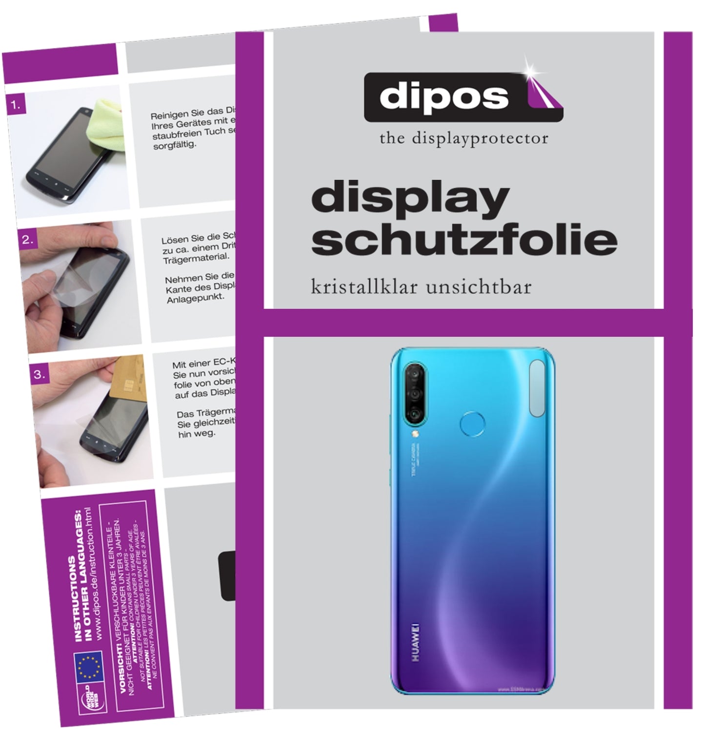6x Schutzfolie klar für Huawei Nova 4e Kameralinse Display-Schutzfolie