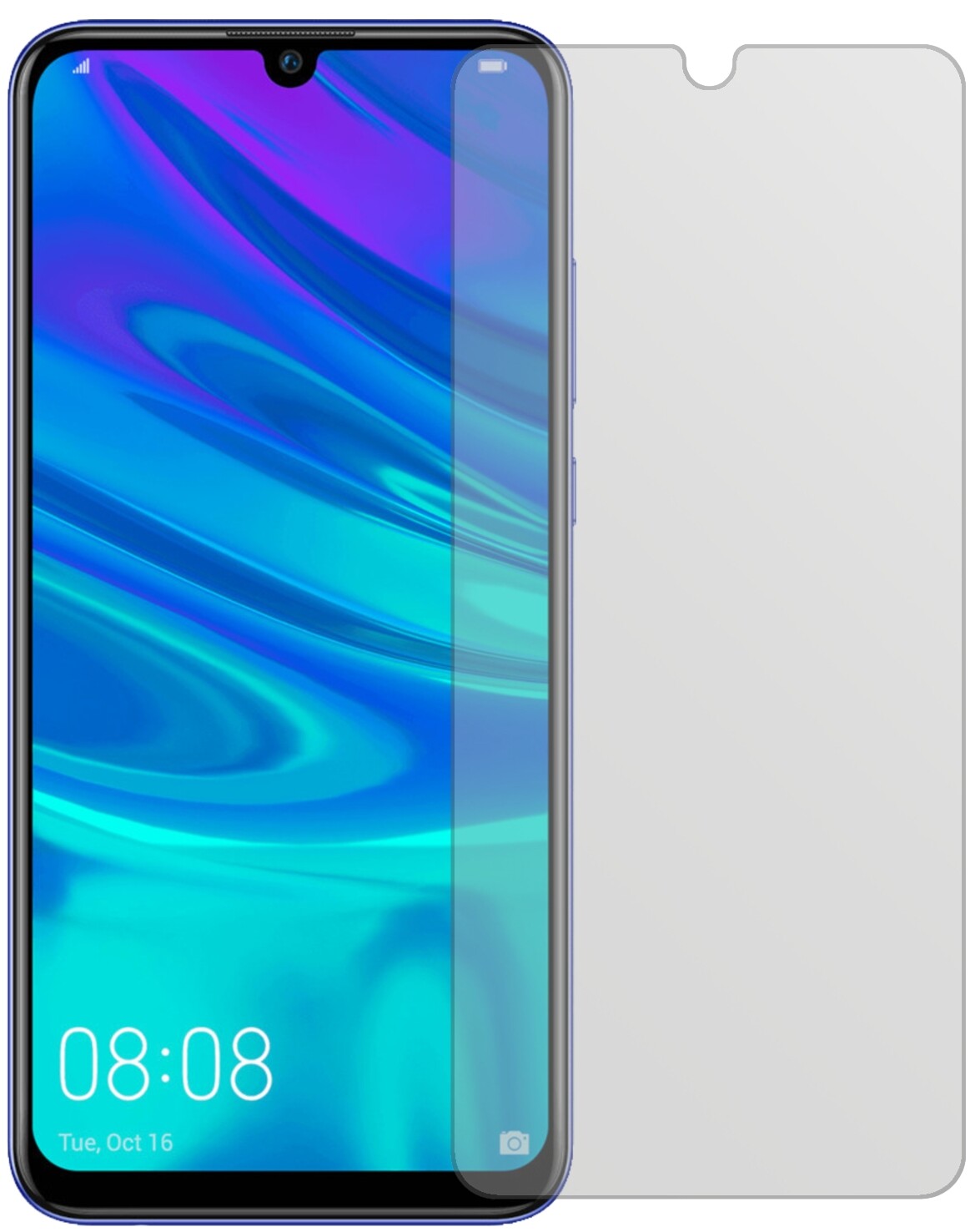 HuaweiP Smart Plus (2019) mit aufgebrachter dipos Displayschutzfolie, die lästige Fingerabdrücke minimiert