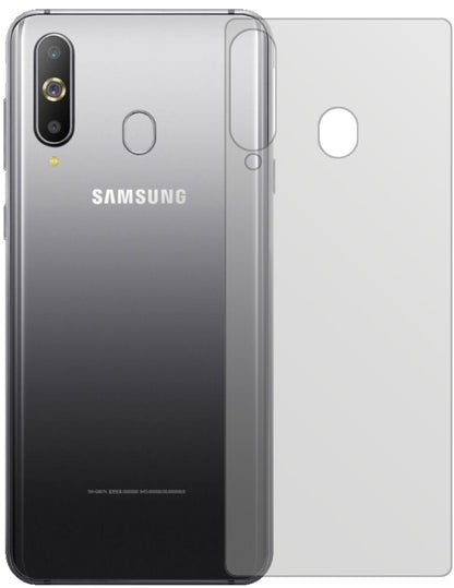 SamsungGalaxy A9 Pro (2019) Rückseite mit aufgebrachter dipos Displayschutzfolie, die lästige Fingerabdrücke minimiert