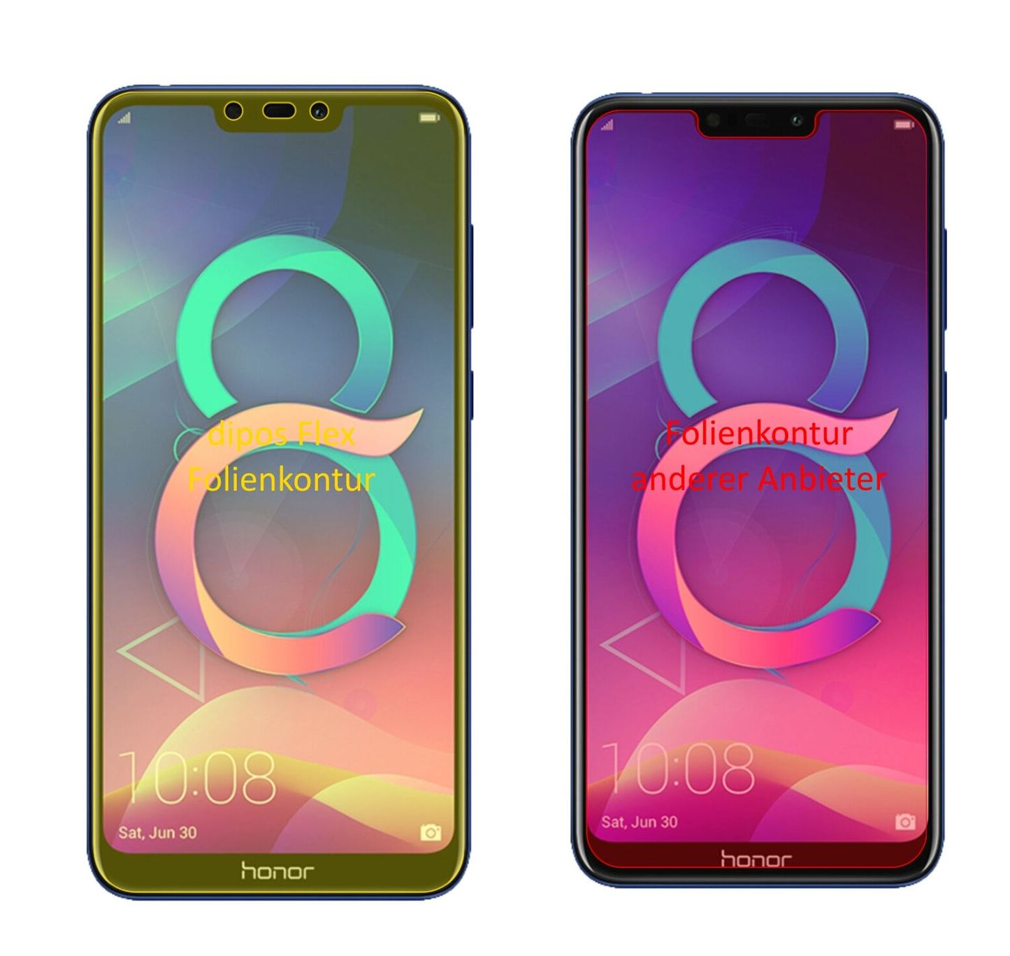 3x Screen Protector for Honor 8C Protective Film covers 100% dipos Flex