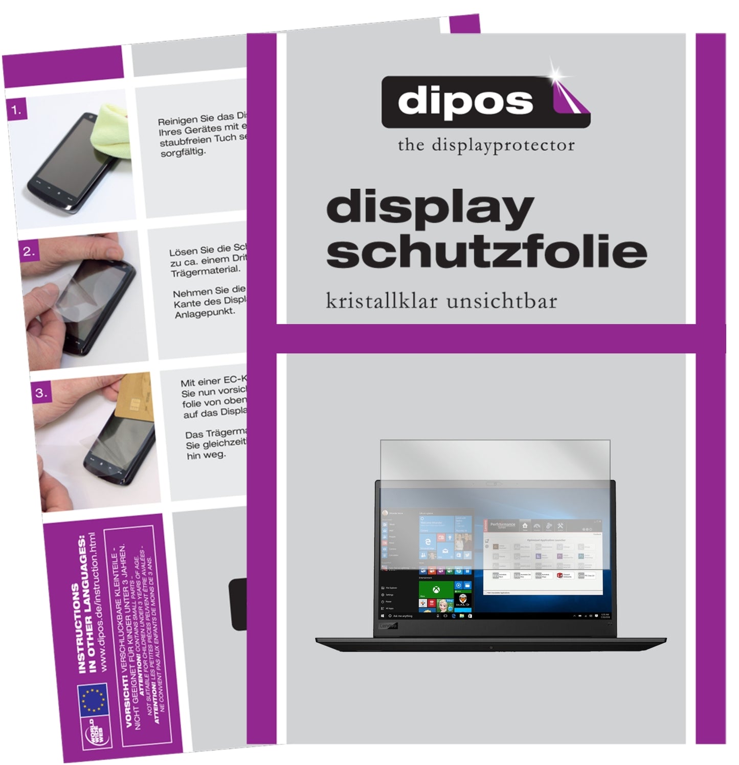 2x Schutzfolie klar für Lenovo ThinkPad P1 Display-Schutzfolie