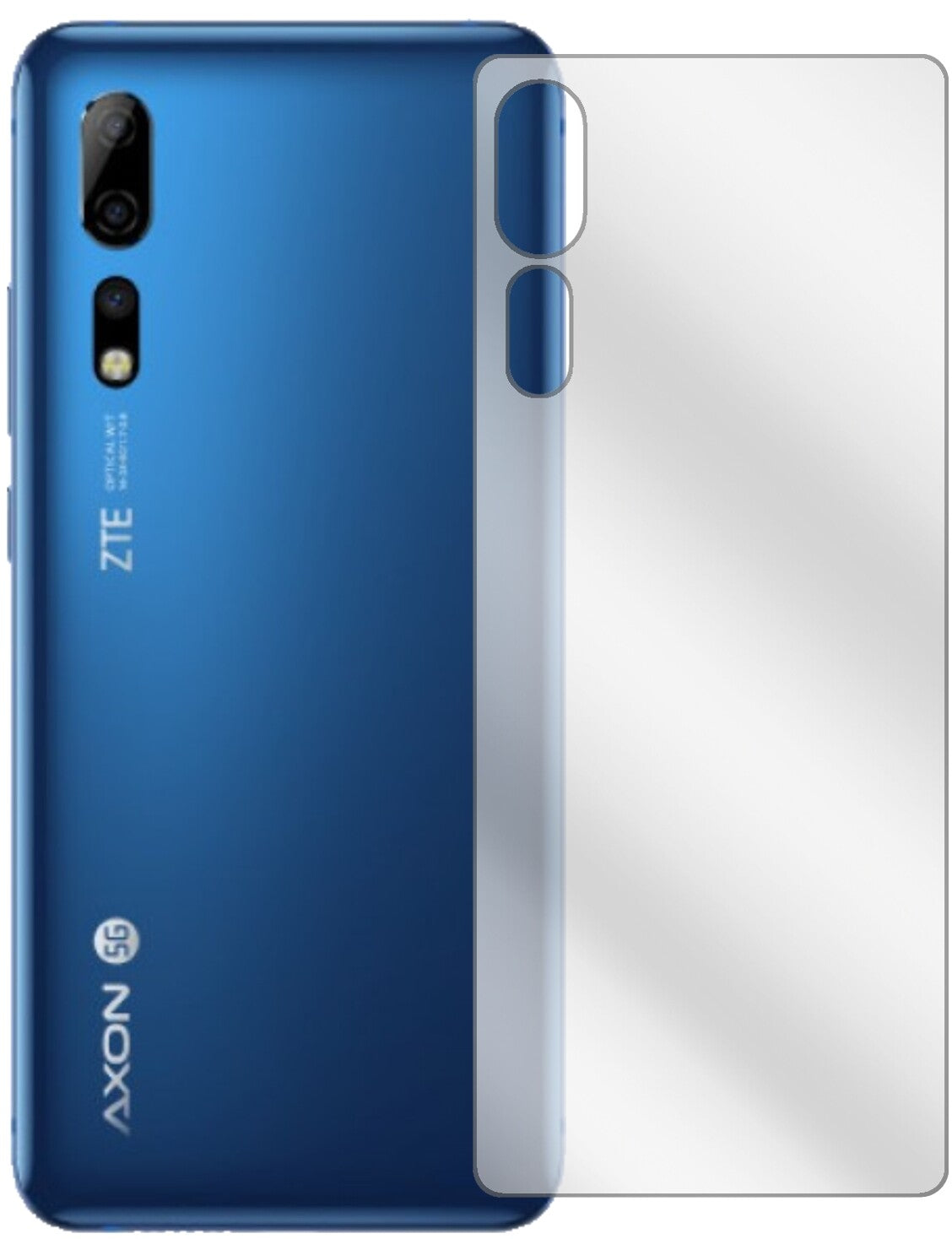 ZTEAxon 10 Pro 5G Rückseite mit aufgebrachter dipos Displayschutzfolie, glasklare Darstellung ohne Einschränkungen