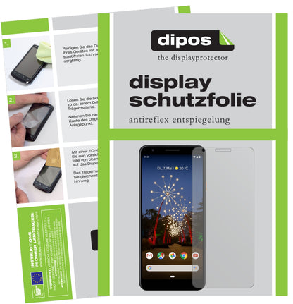 Matte Displayschutzfolie von dipos passend für Google Pixel 3a, präziser Zuschnitt und blasenfrei montiert