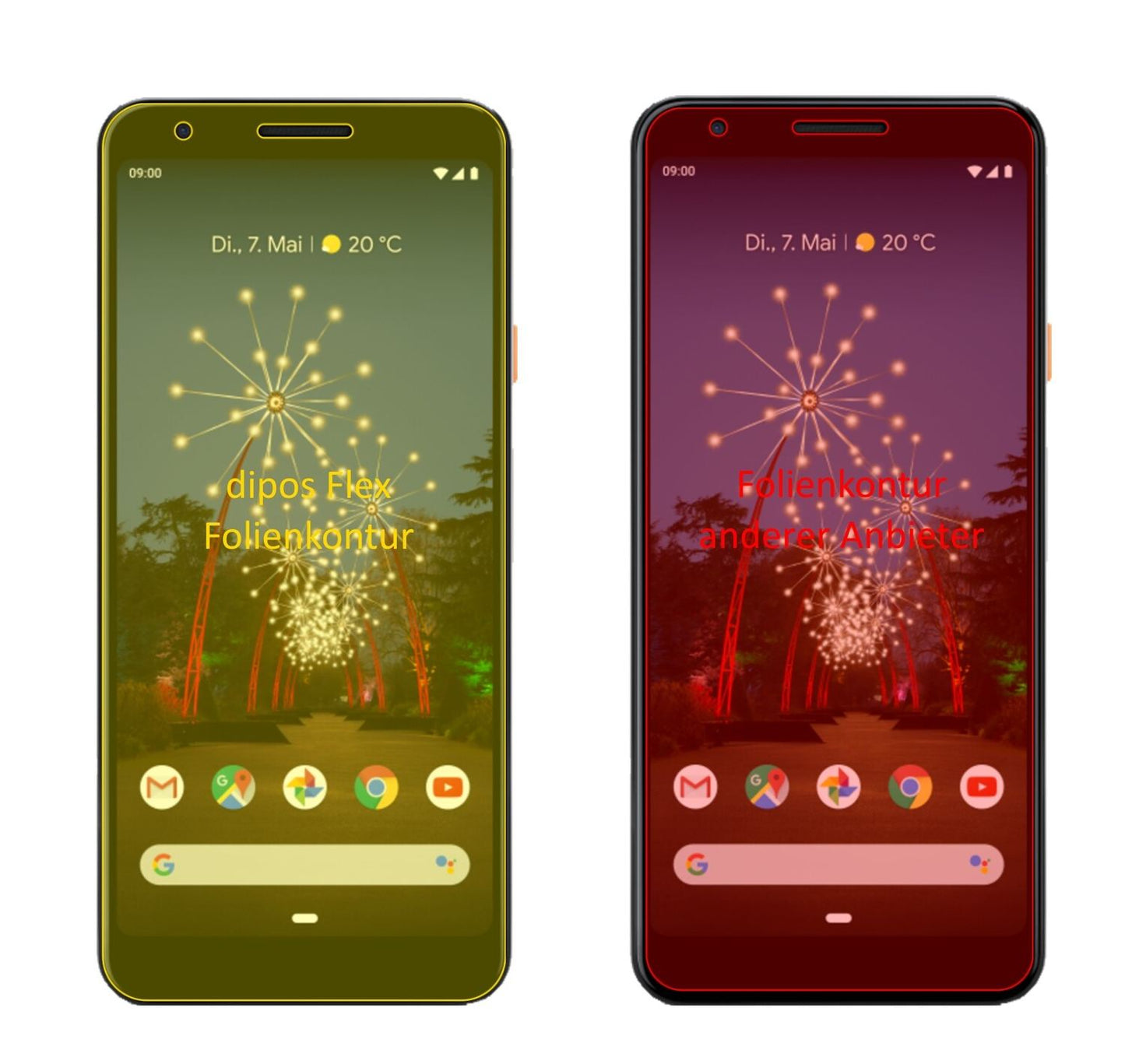 3x Screen Protector for Google Pixel 3a Protective Film covers 100% dipos Flex