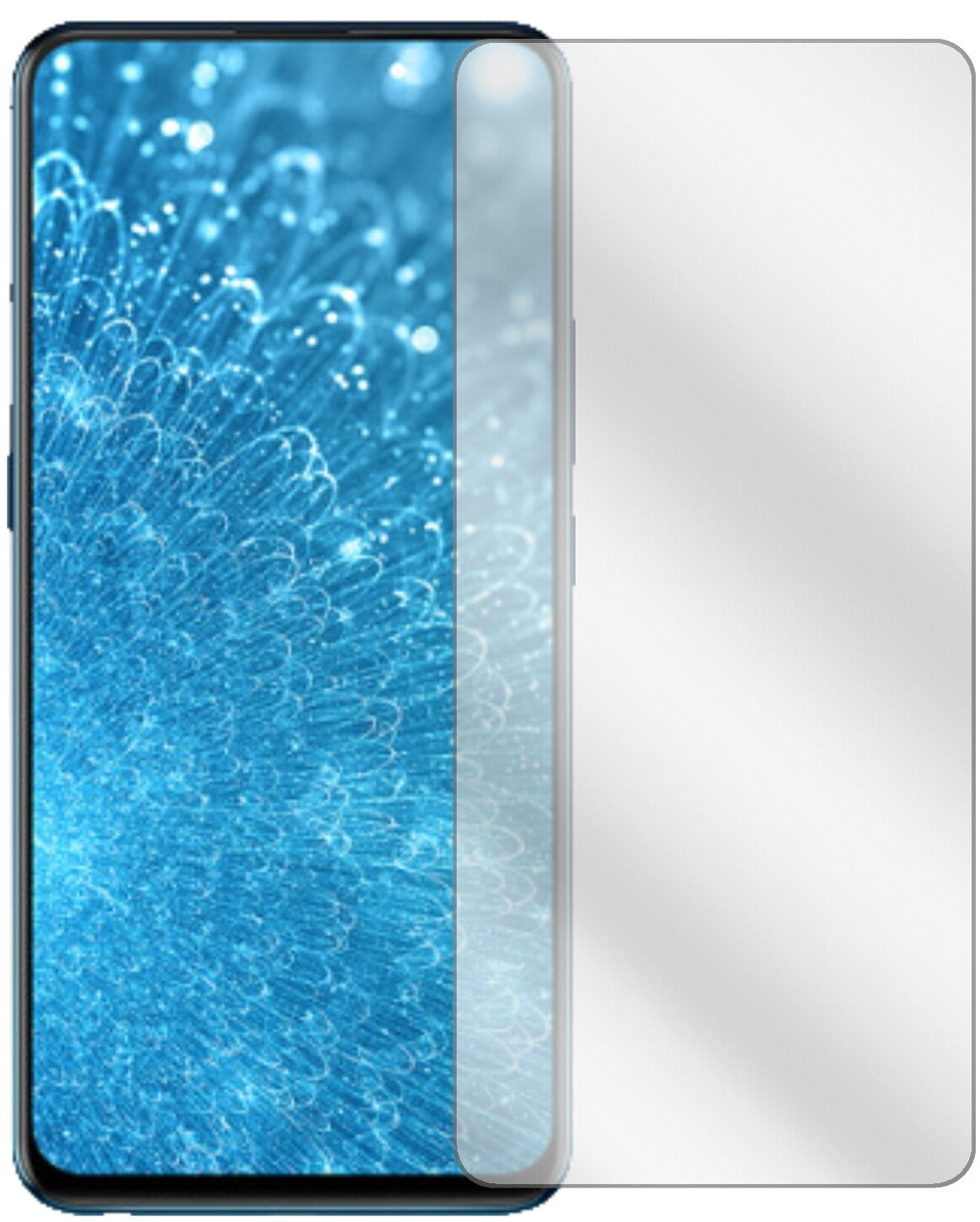 VivoV15 Pro mit aufgebrachter dipos Displayschutzfolie, glasklare Darstellung ohne Einschränkungen