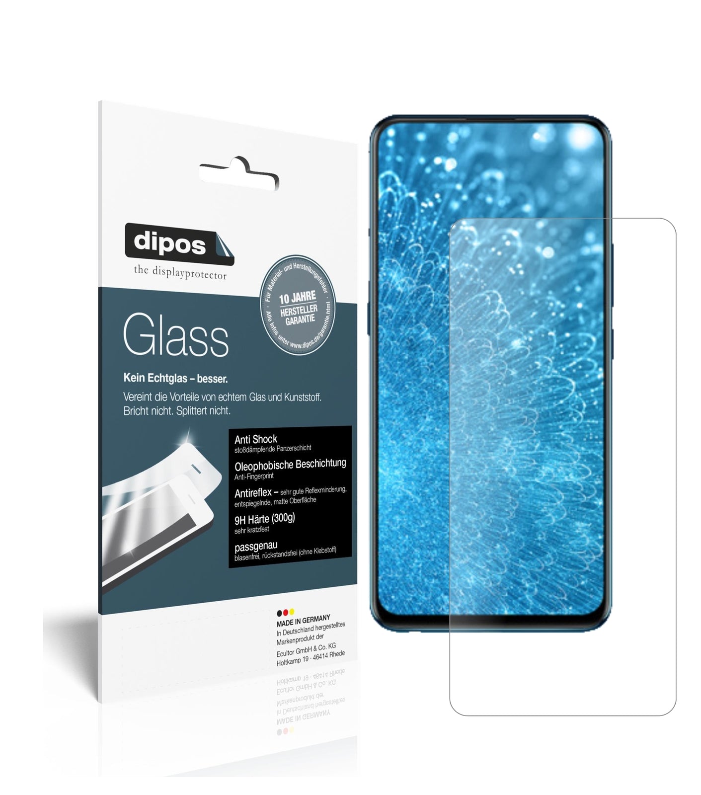 Matte Displayschutzfolie von dipos passend für Vivo V15 Pro, 9H kratzfest und blasenfrei montiert