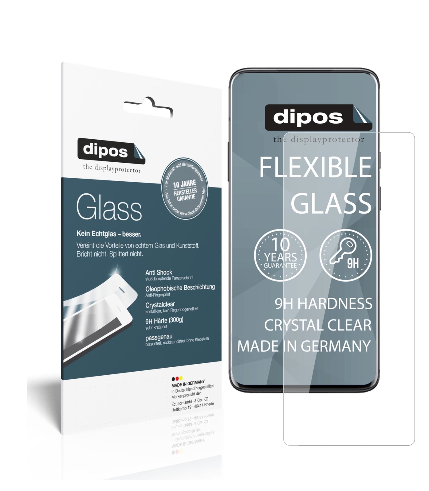 Klare Displayschutzfolie von dipos passend für OnePlus 7 Pro, 9H kratzfest und blasenfrei montiert