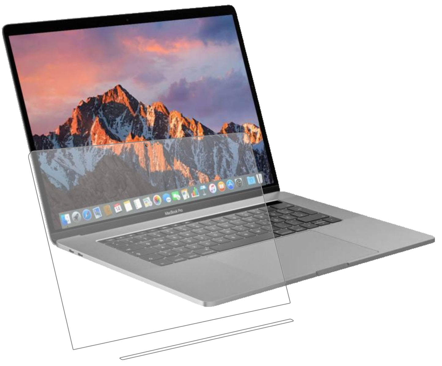 AppleMacBook Pro 15 Zoll (2019) Touchbar mit aufgebrachter dipos Panzerfolie, die lästige Fingerabdrücke minimiert