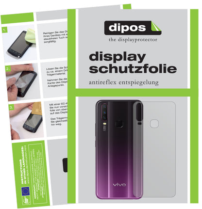 Matte Displayschutzfolie von dipos passend für Vivo Y17 Rückseite, präziser Zuschnitt und blasenfrei montiert