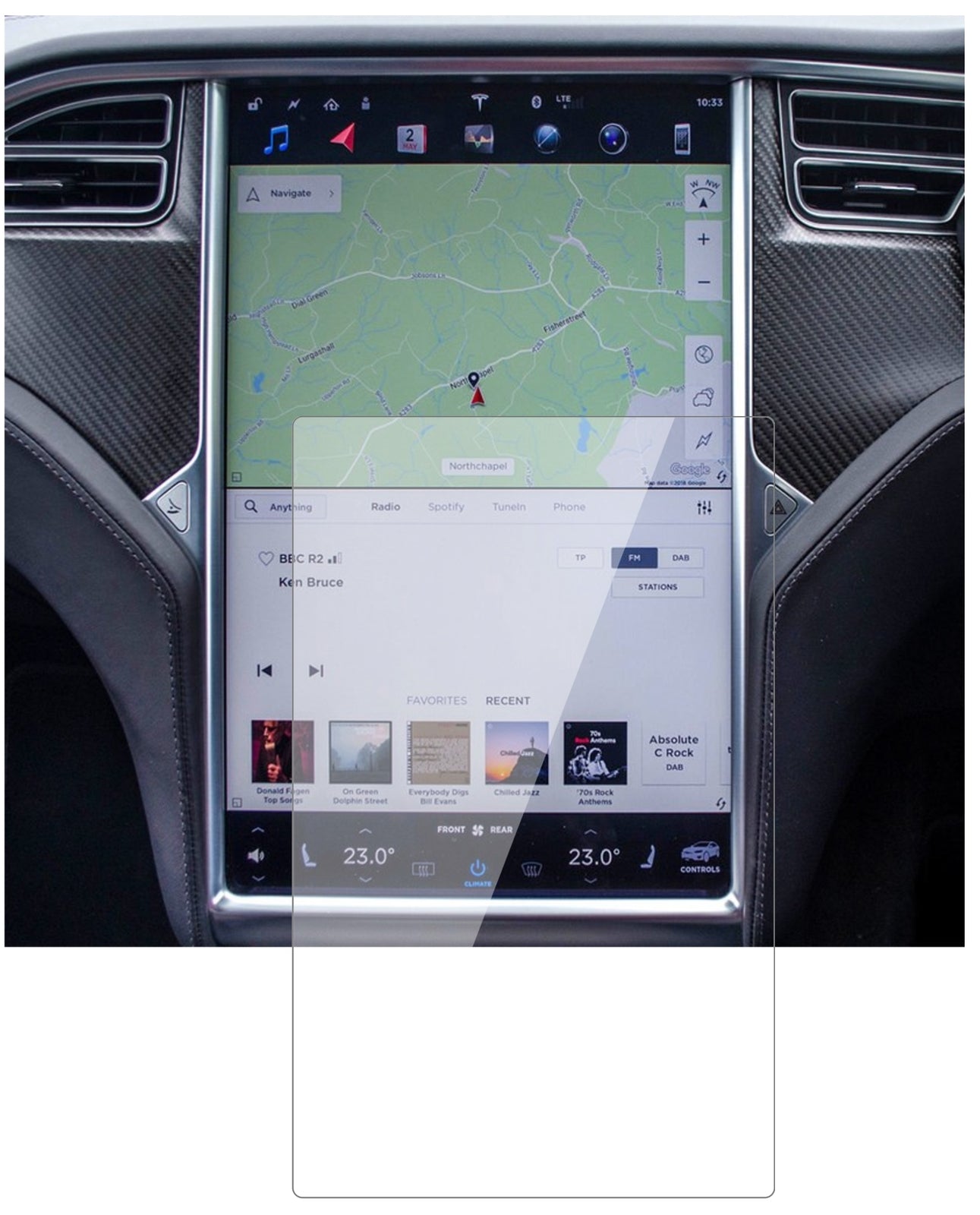 2x Screen Protector for Tesla Modell X Flexible Glass 9H dipos