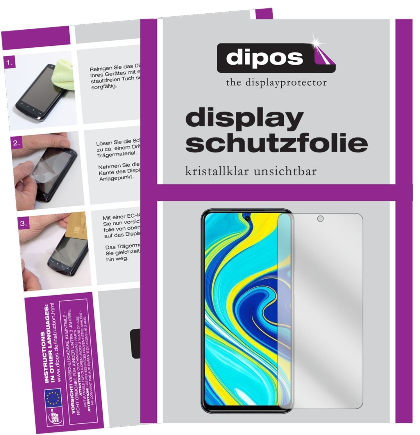2x Screen Protector for Xiaomi Redmi Note 9 Pro Protection Crystal Clear dipos