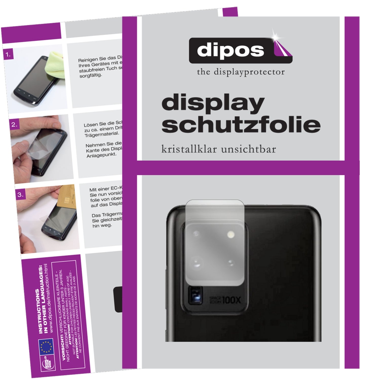6x Schutzfolie klar für Samsung Galaxy S20 Ultra 5G Kameralinse Display-Schutzfolie