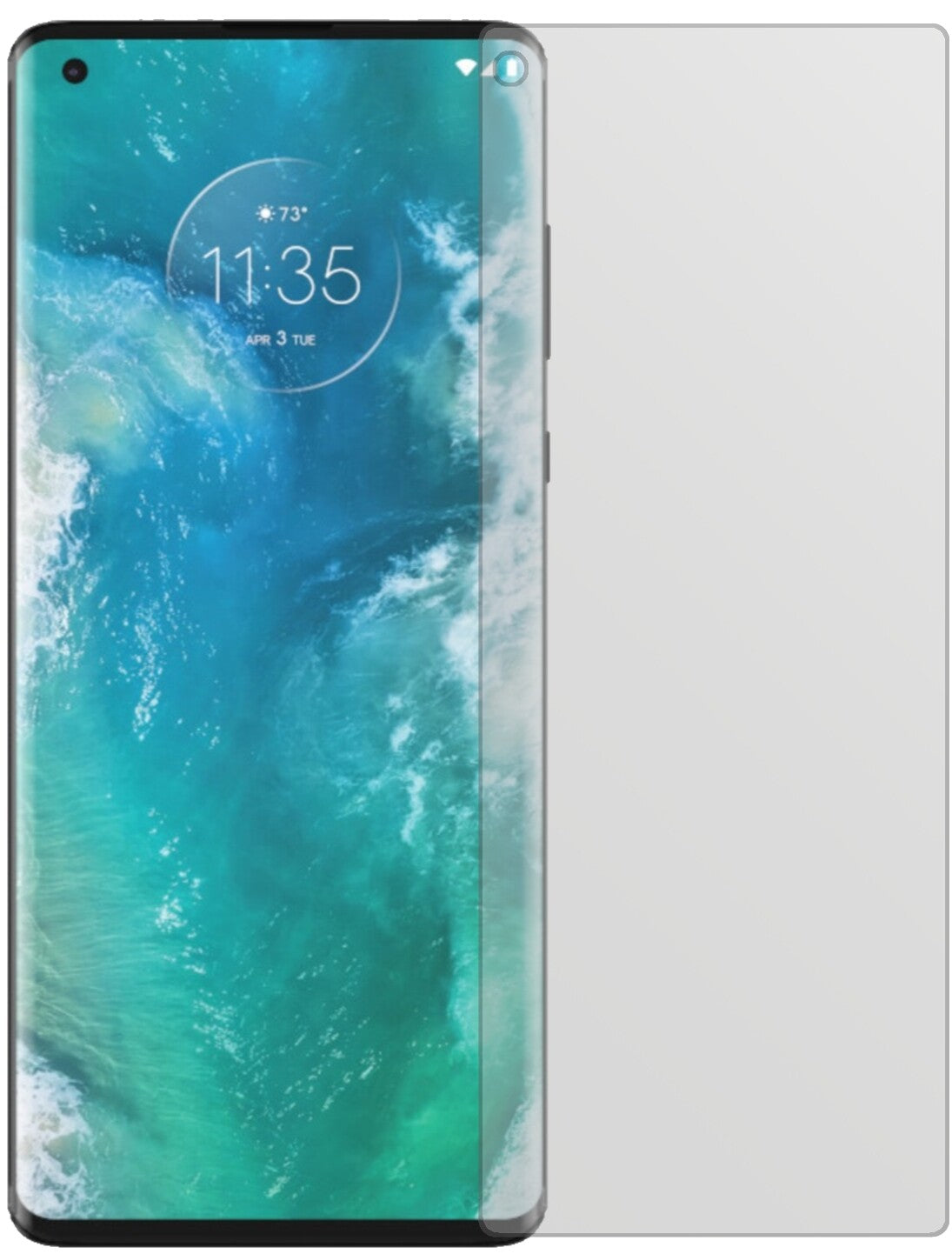 MotorolaEdge Plus mit aufgebrachter dipos Displayschutzfolie, die lästige Fingerabdrücke minimiert