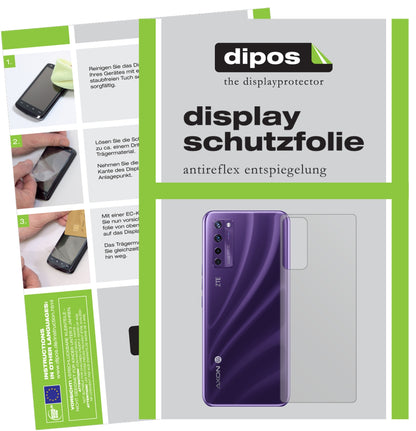 Matte Displayschutzfolie von dipos passend für ZTE Axon 20 5G Rückseite, präziser Zuschnitt und blasenfrei montiert