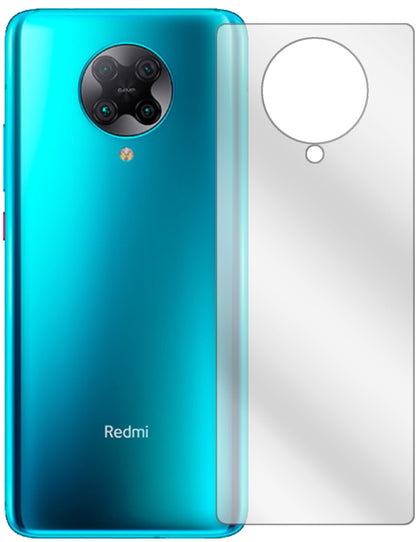 XiaomiRedmi K30 Ultra Rückseite mit aufgebrachter dipos Displayschutzfolie, glasklare Darstellung ohne Einschränkungen