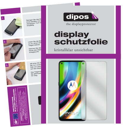 Klare Displayschutzfolie von dipos passend für Motorola Moto G9 Plus, präziser Zuschnitt und blasenfrei montiert