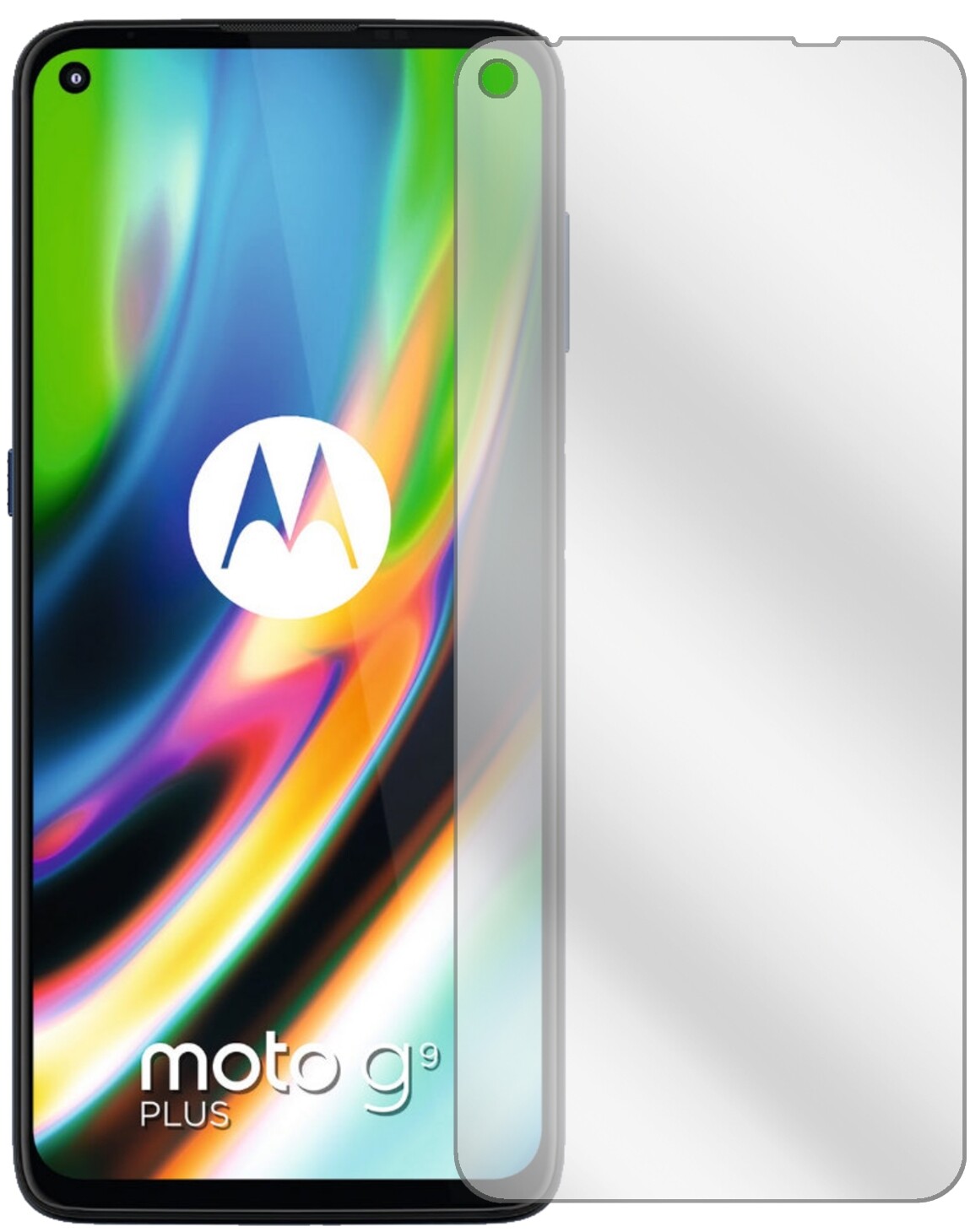 MotorolaMoto G9 Plus mit aufgebrachter dipos Displayschutzfolie, glasklare Darstellung ohne Einschränkungen