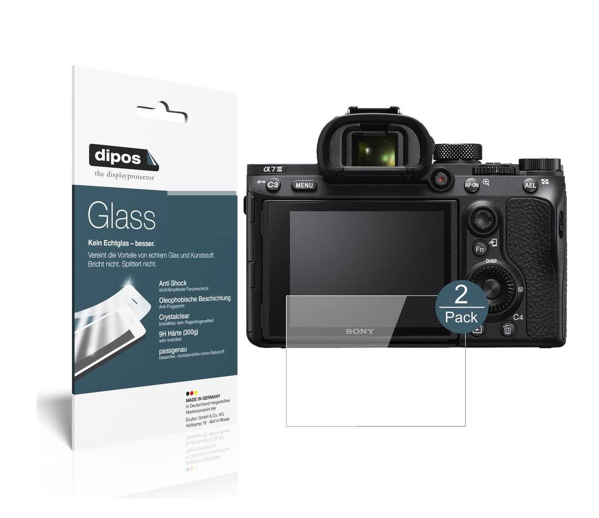 2x Screen Protector for Sony Alpha 7C Flexible Glass 9H dipos