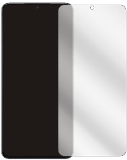 SamsungGalaxy S21 Plus mit aufgebrachter dipos Displayschutzfolie, glasklare Darstellung ohne Einschränkungen