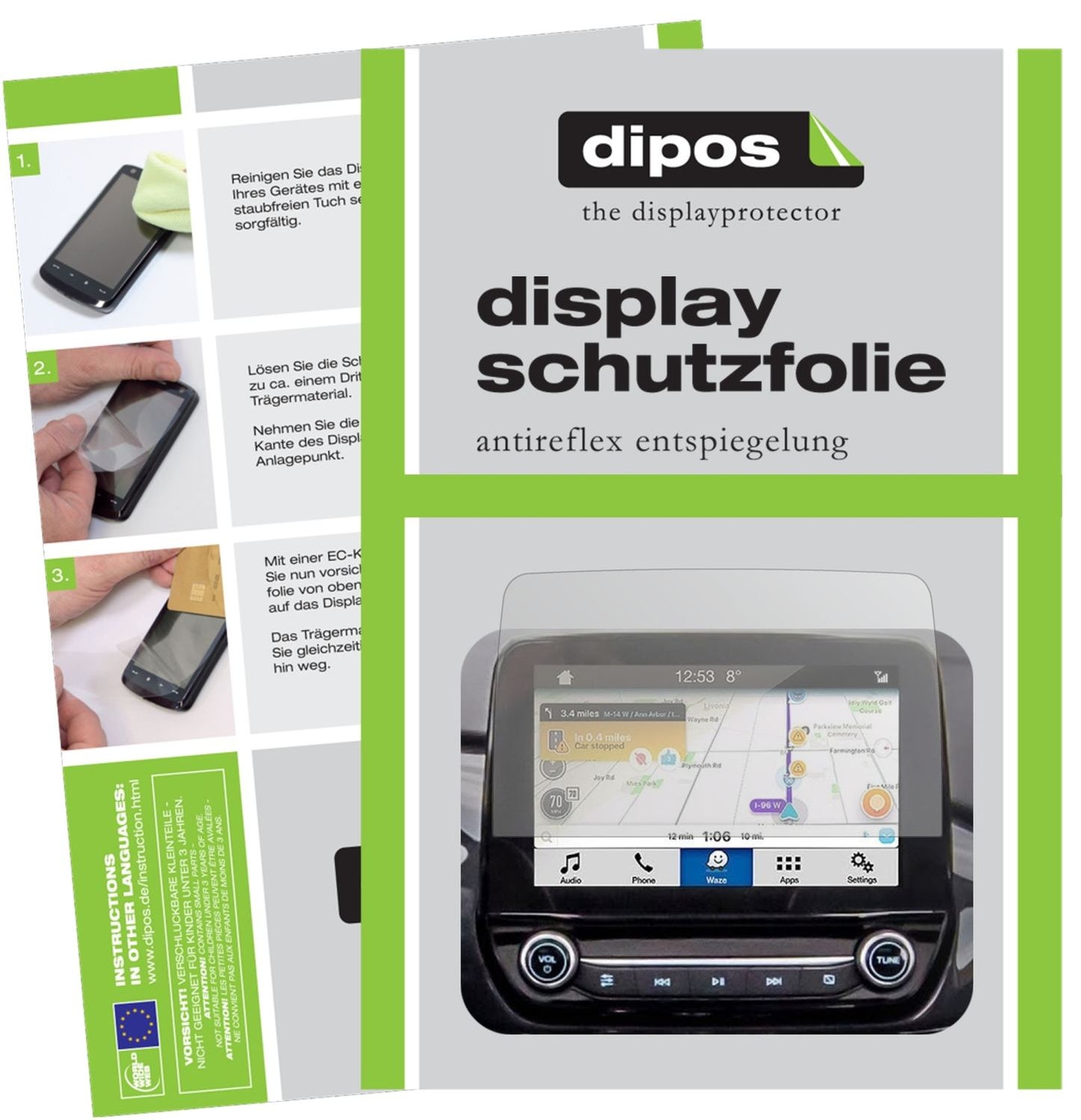 2x Screen Protector for Ford Kuga Display (ab 2020) Protection Anti Glare dipos
