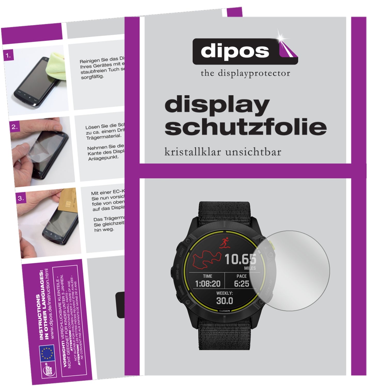 6x Schutzfolie klar für Garmin Enduro Smartwatch Display-Schutzfolie
