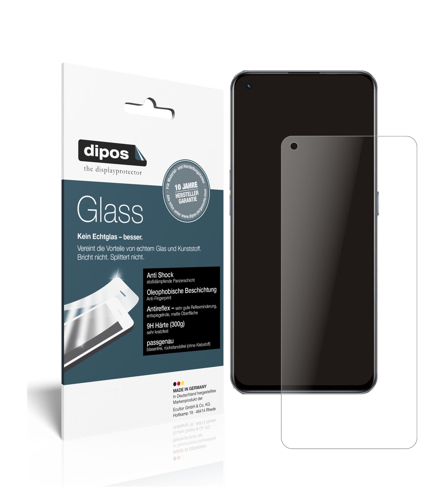 Matte Displayschutzfolie von dipos passend für Oppo Realme GT, 9H kratzfest und blasenfrei montiert