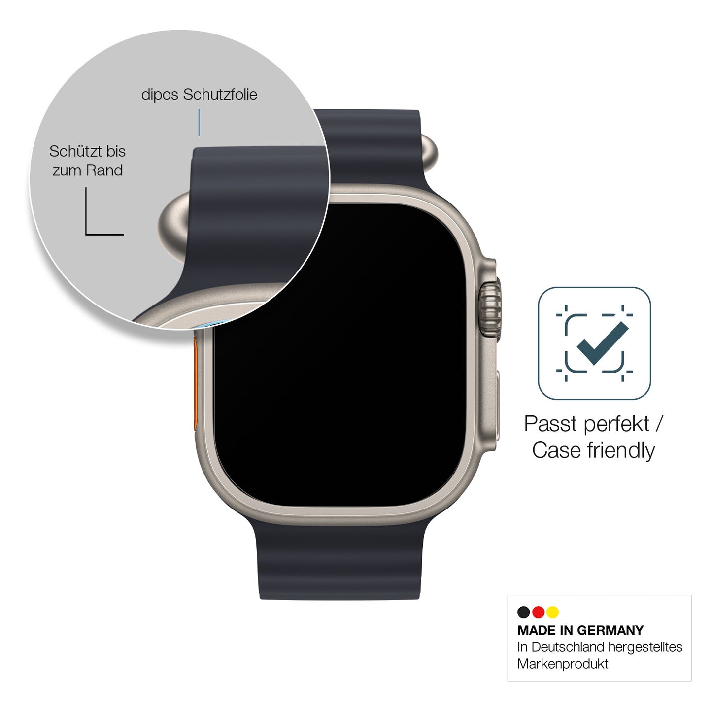 2x 9H Schutzfolie matt für Apple Watch Ultra Panzerfolie