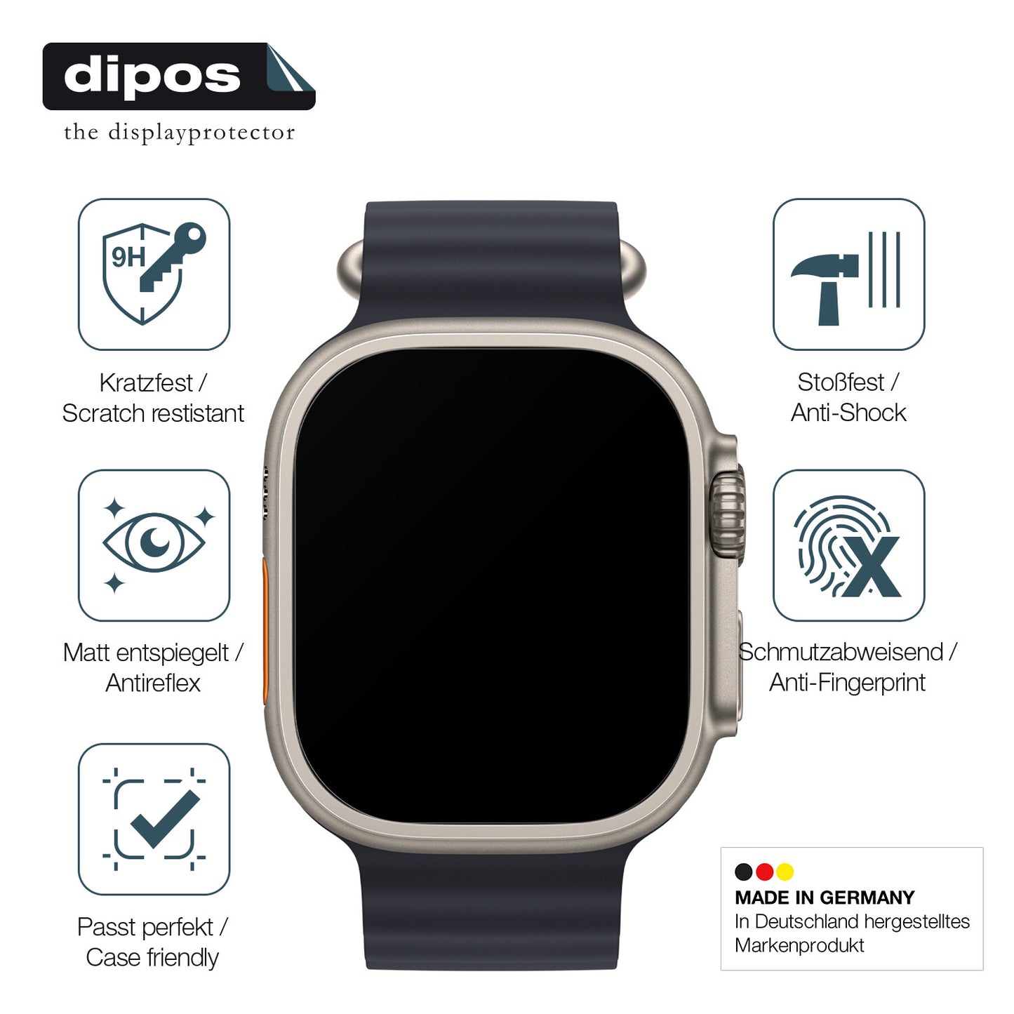 2x 9H Schutzfolie matt für Apple Watch Ultra Panzerfolie
