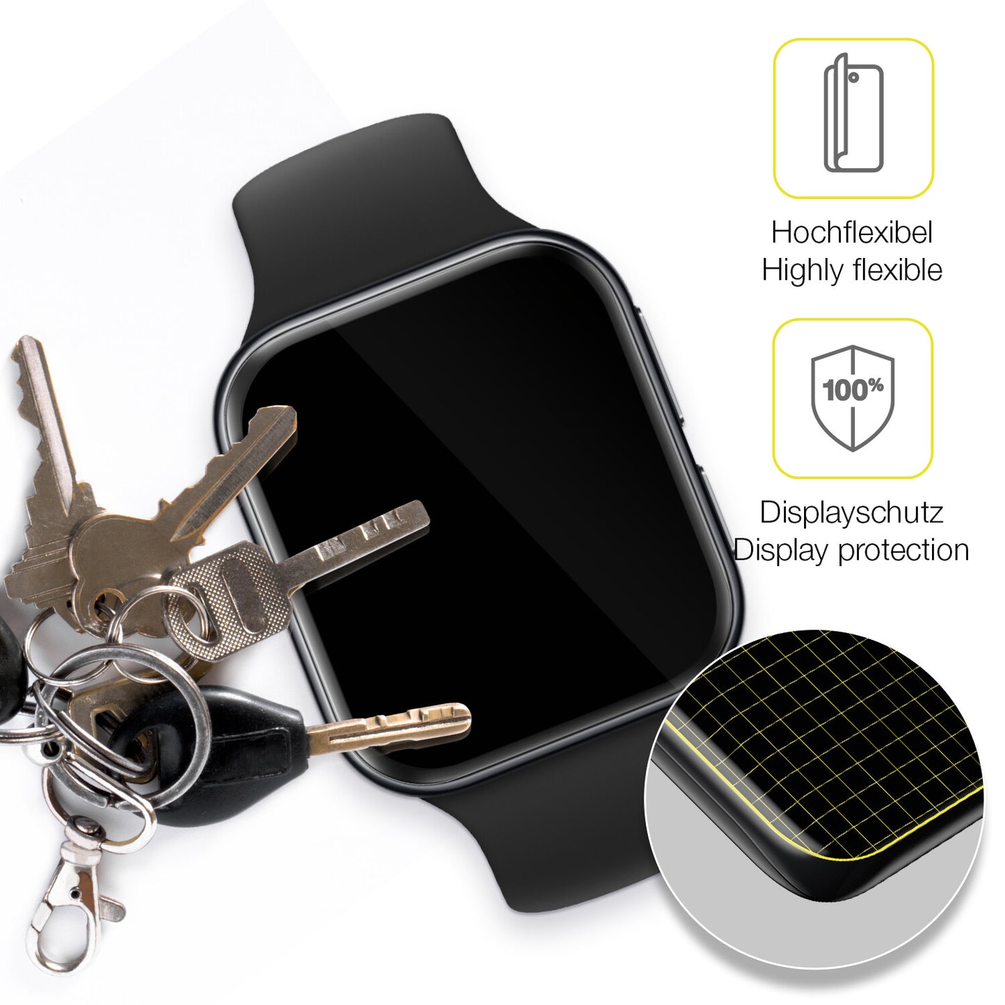 2x 3D Full Cover Schutzfolie für OPPO Watch 3