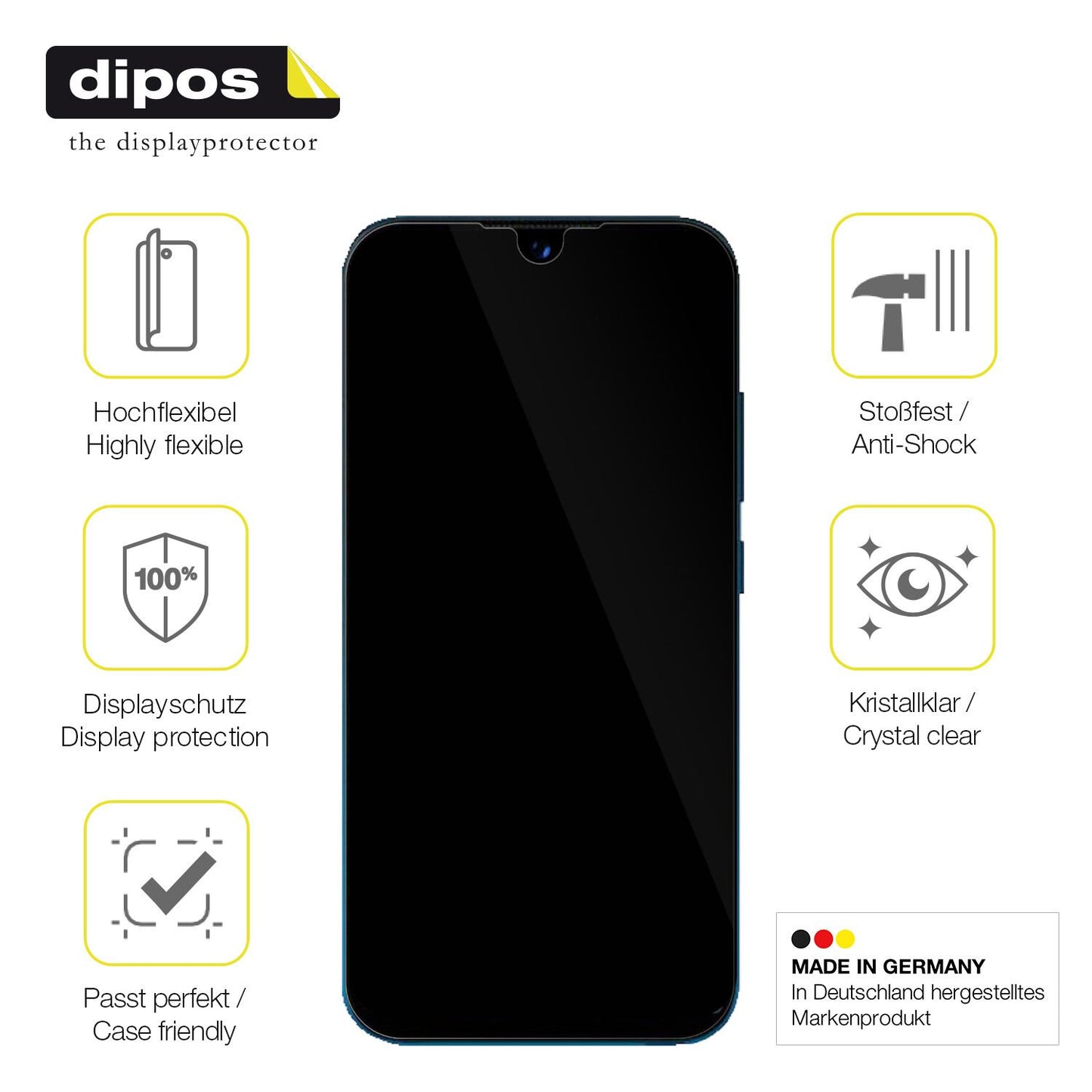 3x Screen Protector for Benco Y30 Protective Film covers 100% dipos Flex