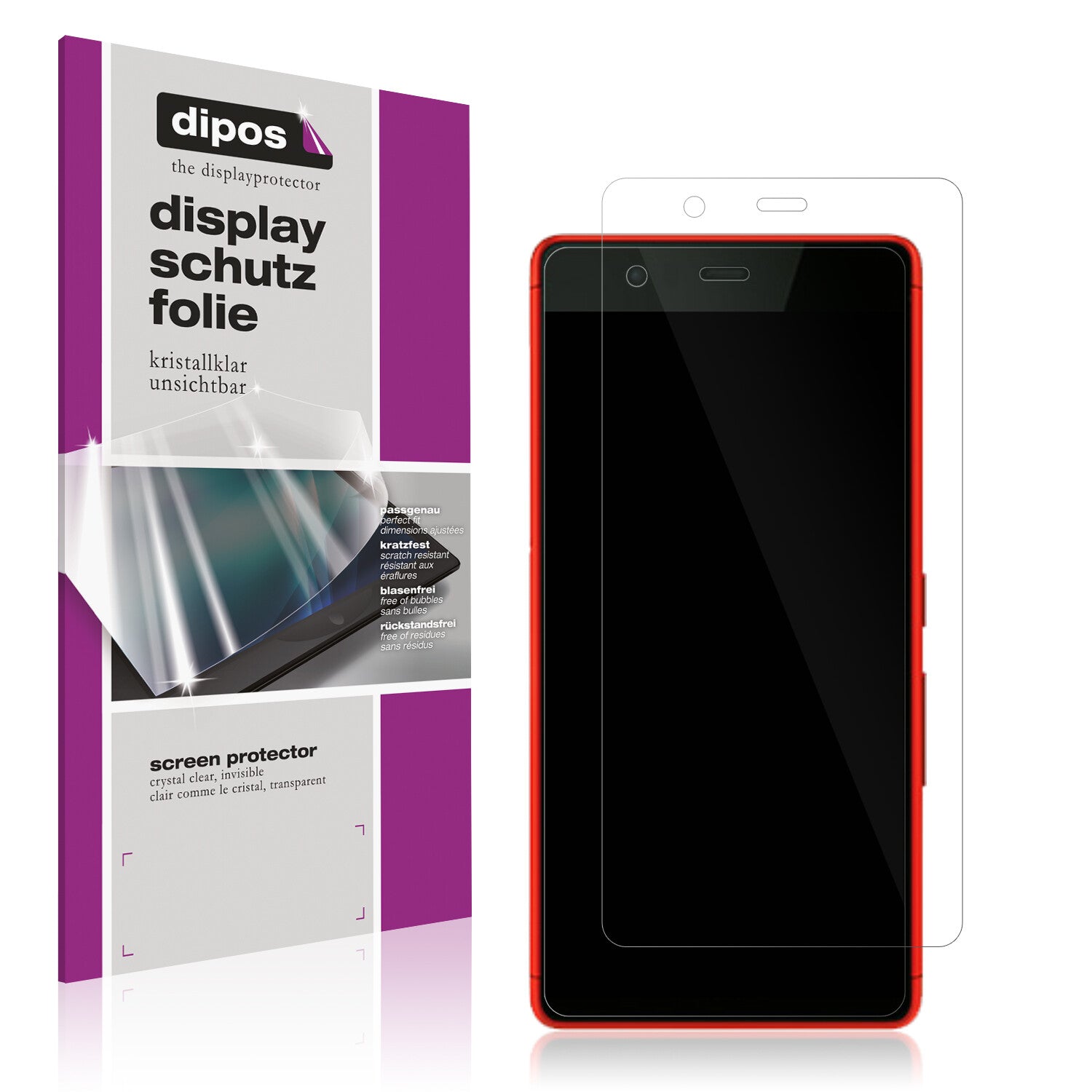 Klare Displayschutzfolie von dipos passend für Fujitsu Arrows Be F-05J, präziser Zuschnitt und blasenfrei montiert