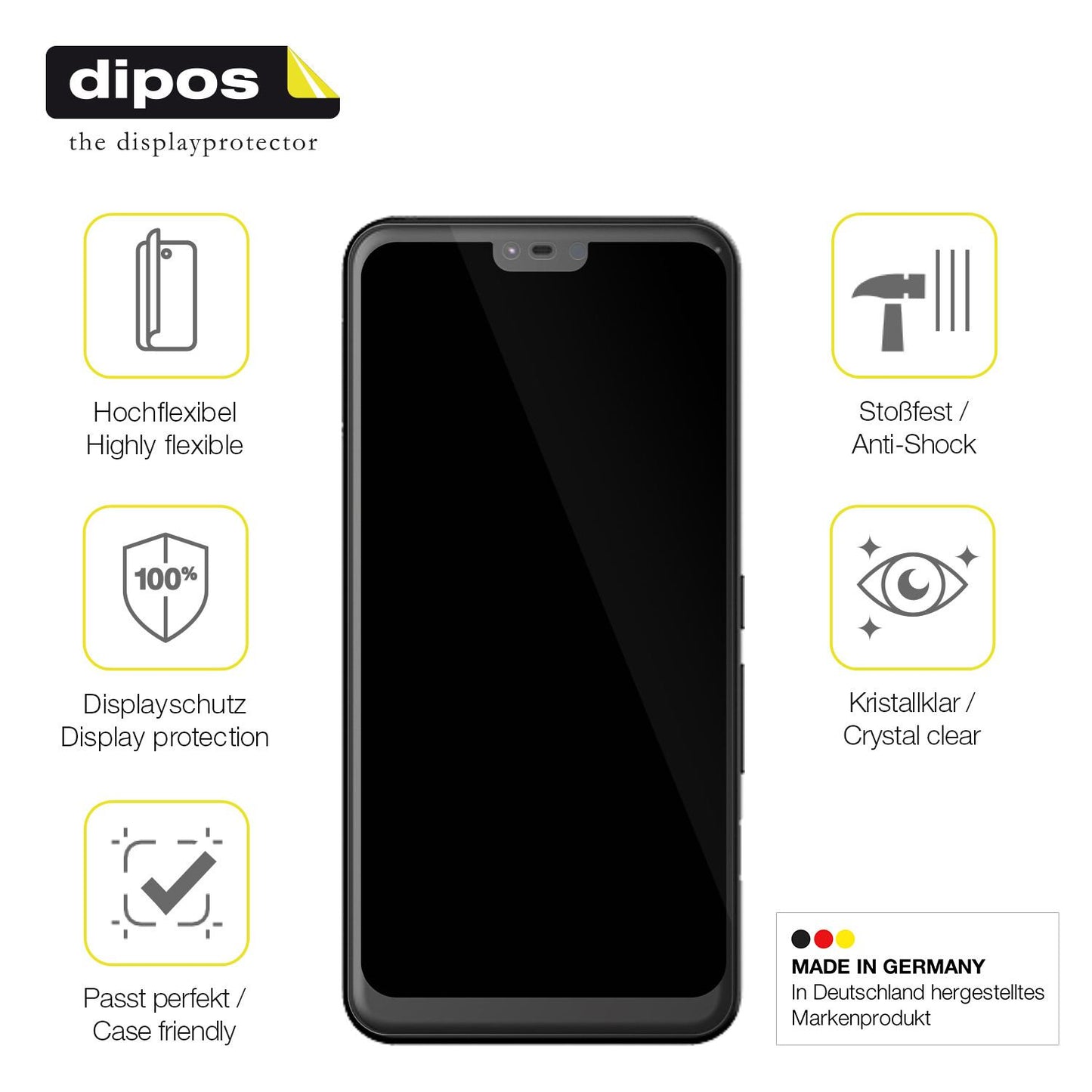 3x Screen Protector for Fujitsu Arrows U Protective Film covers 100% dipos Flex