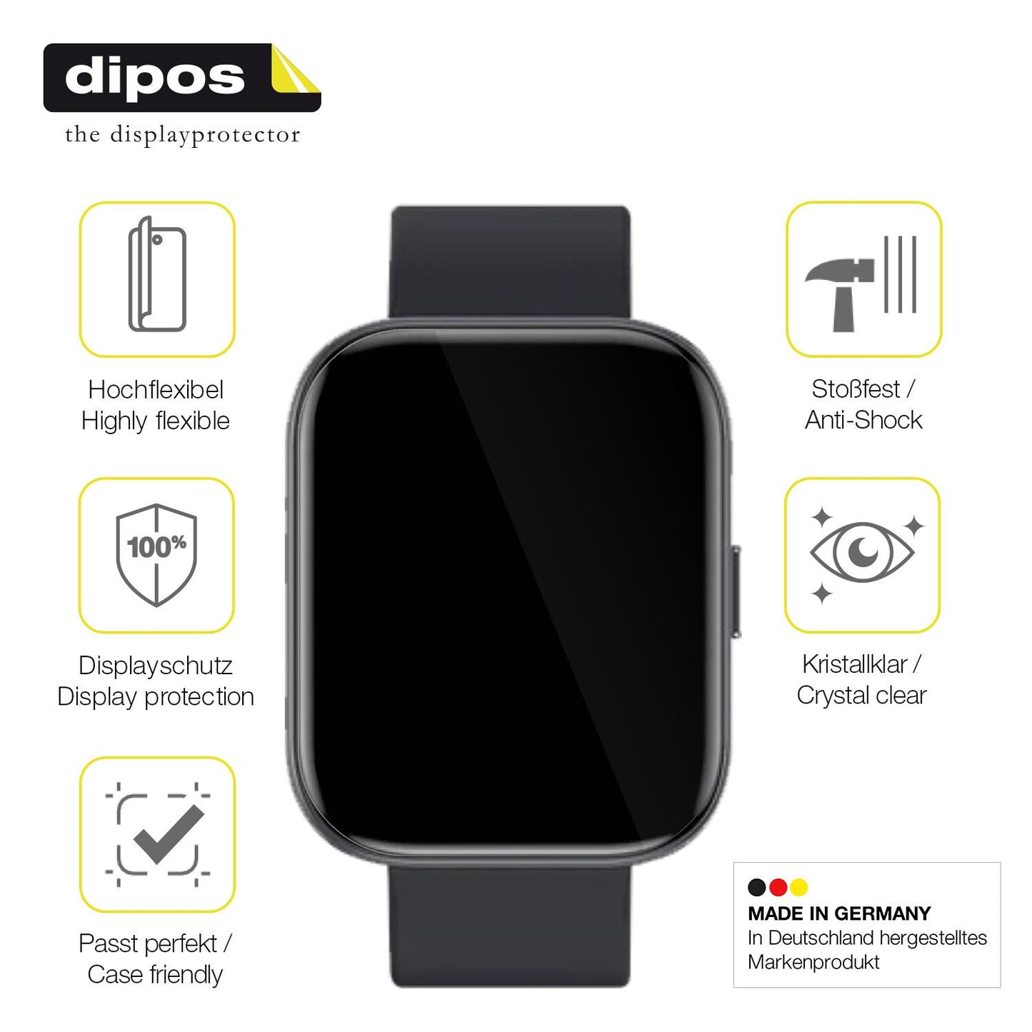 3x Screen Protector for Fireboltt Mercury Protective Film covers 100% dipos Flex