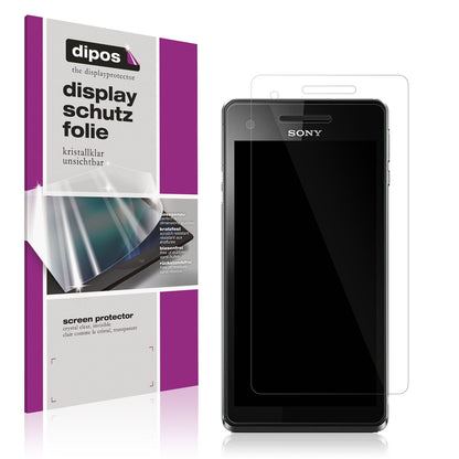 Klare Displayschutzfolie von dipos passend für Sony Xperia V, präziser Zuschnitt und blasenfrei montiert