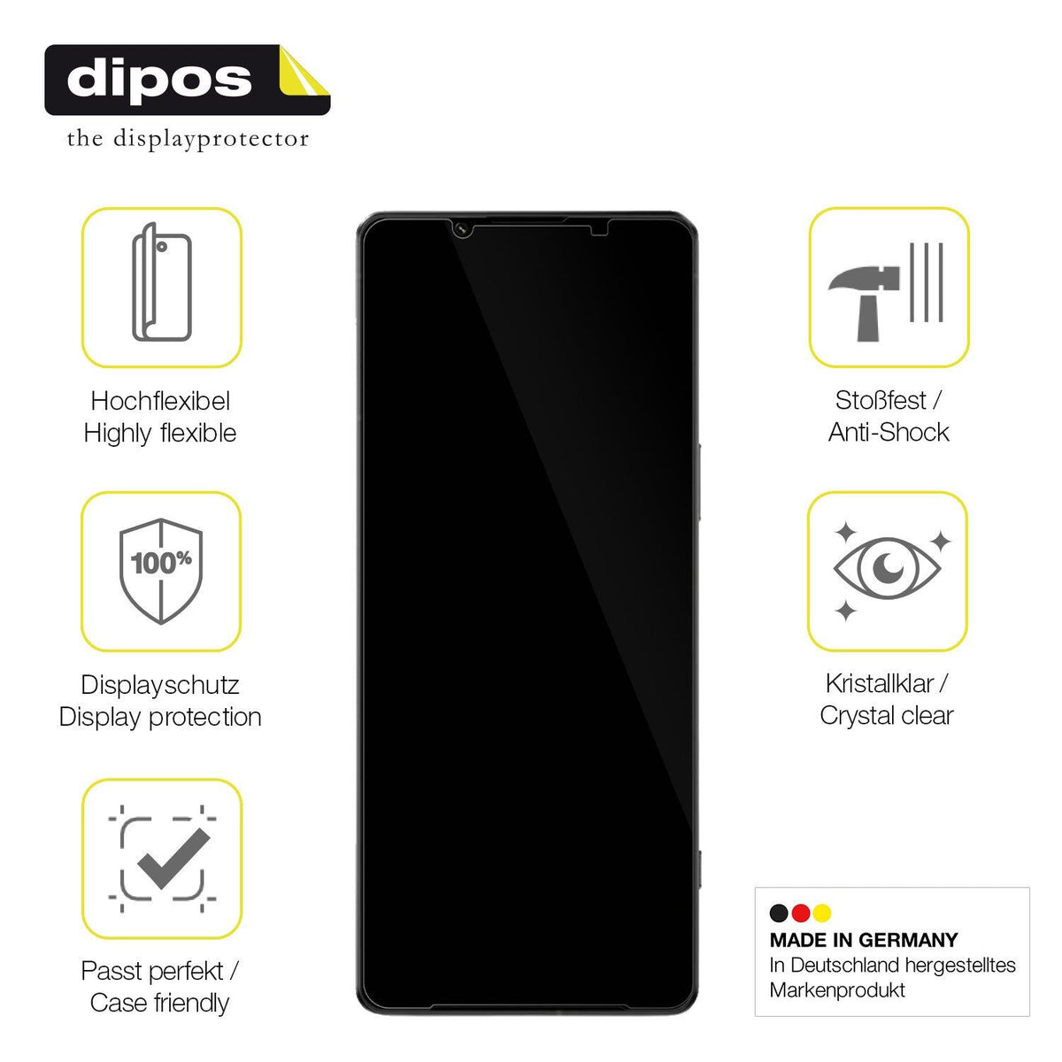 3x Screen Protector for Sony Xperia 1 IV Protective Film covers 100% dipos Flex