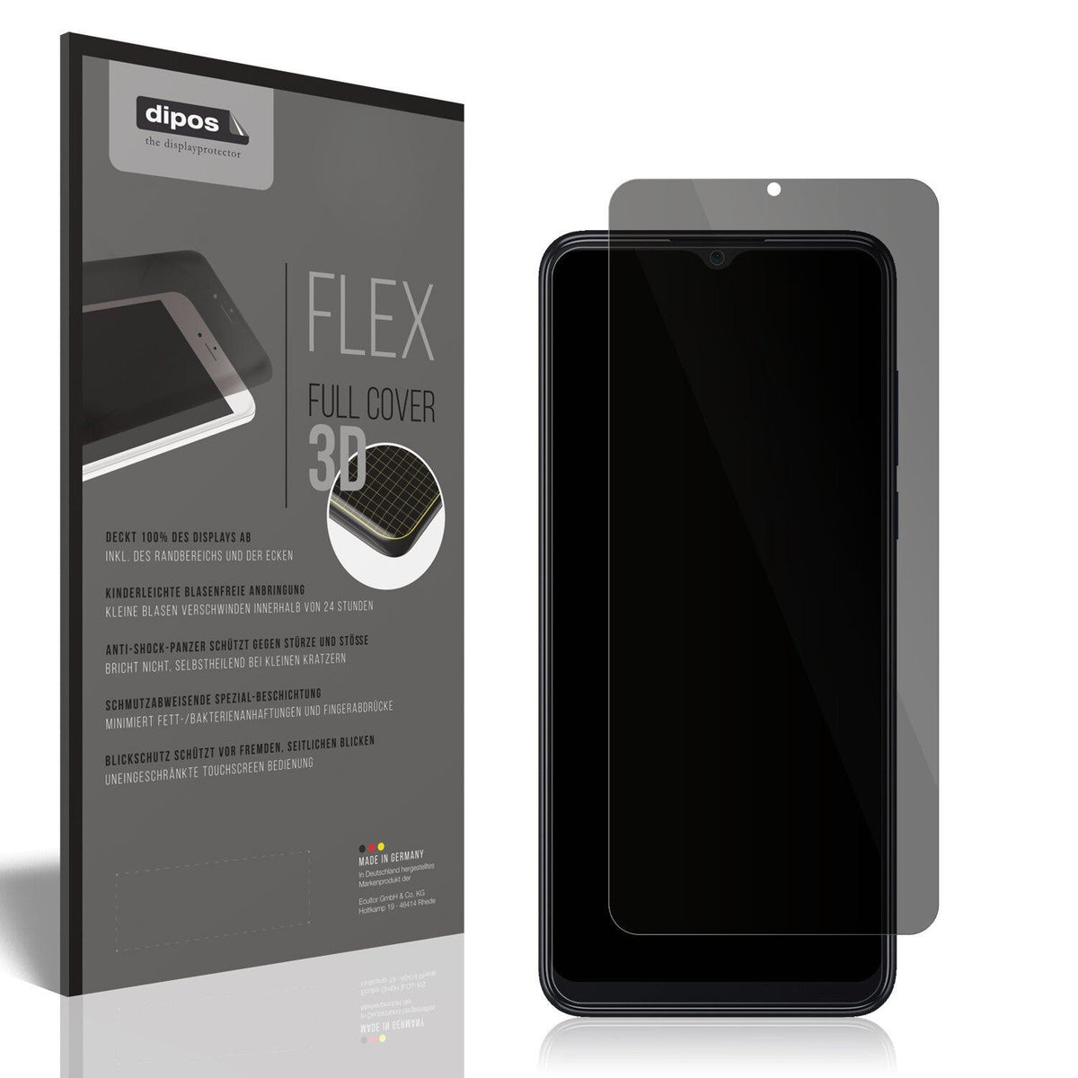 Full Cover Privacy Screen Protector for TCL 306 – Blocks Side Views, Curved Edges | dipos