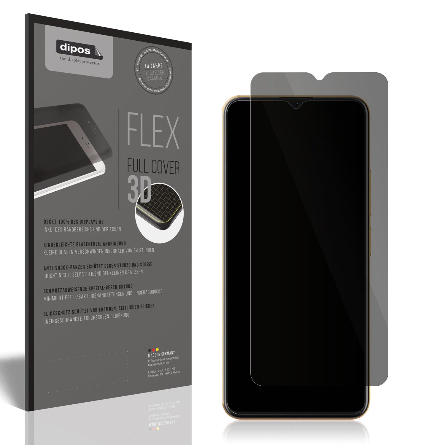 Blickschutzfolie von dipos passend für Coolpad Cool 20 Pro, 100% Displayabdeckung und blasenfreie Montage