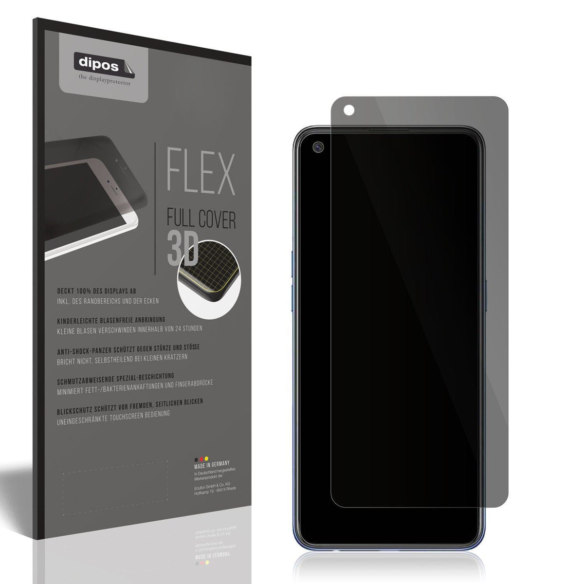 Full Cover Privacy Screen Protector for Oppo F19 – Blocks Side Views, Curved Edges | dipos