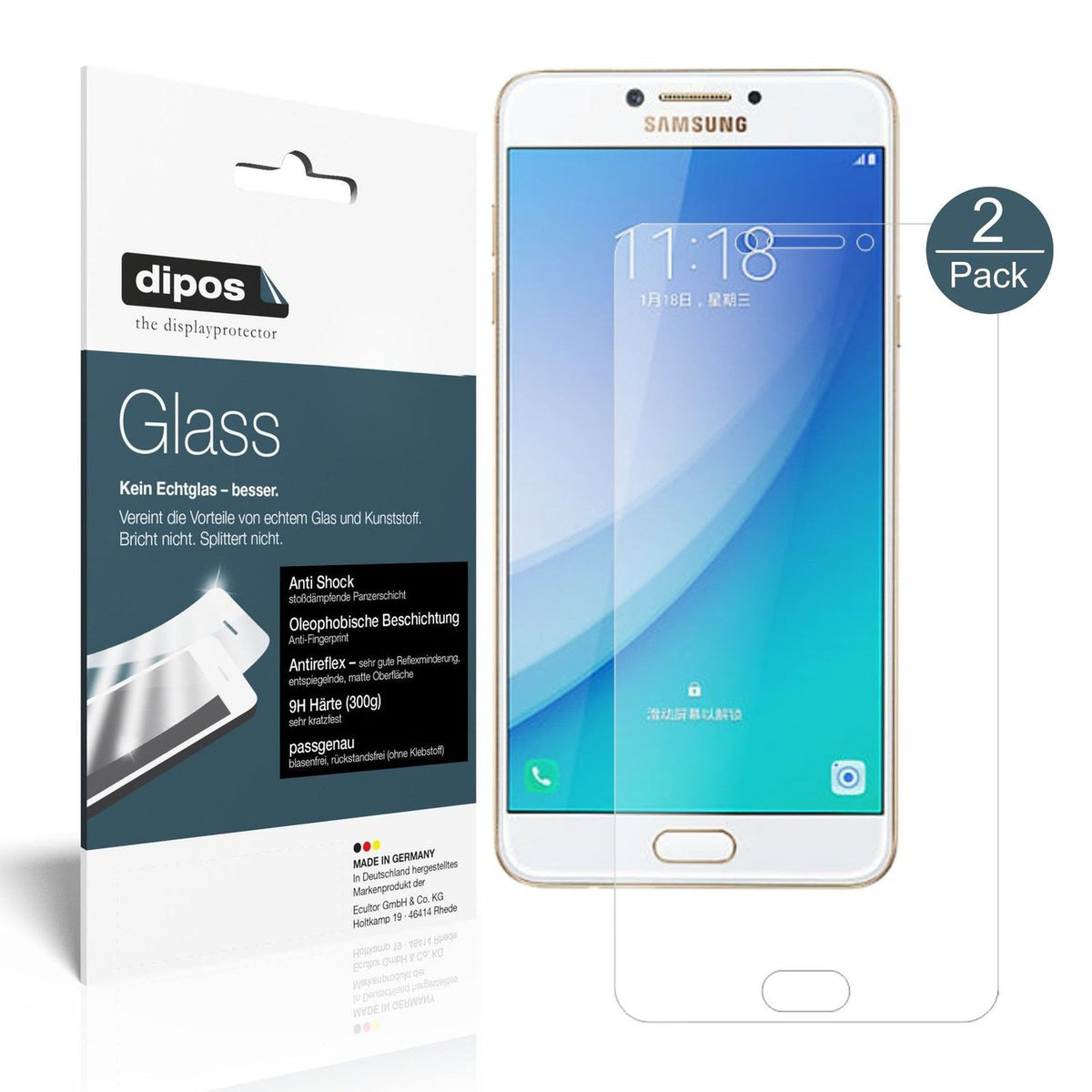 dipos 2x 9H Matte Screen Protector for Samsung Galaxy C7 Pro