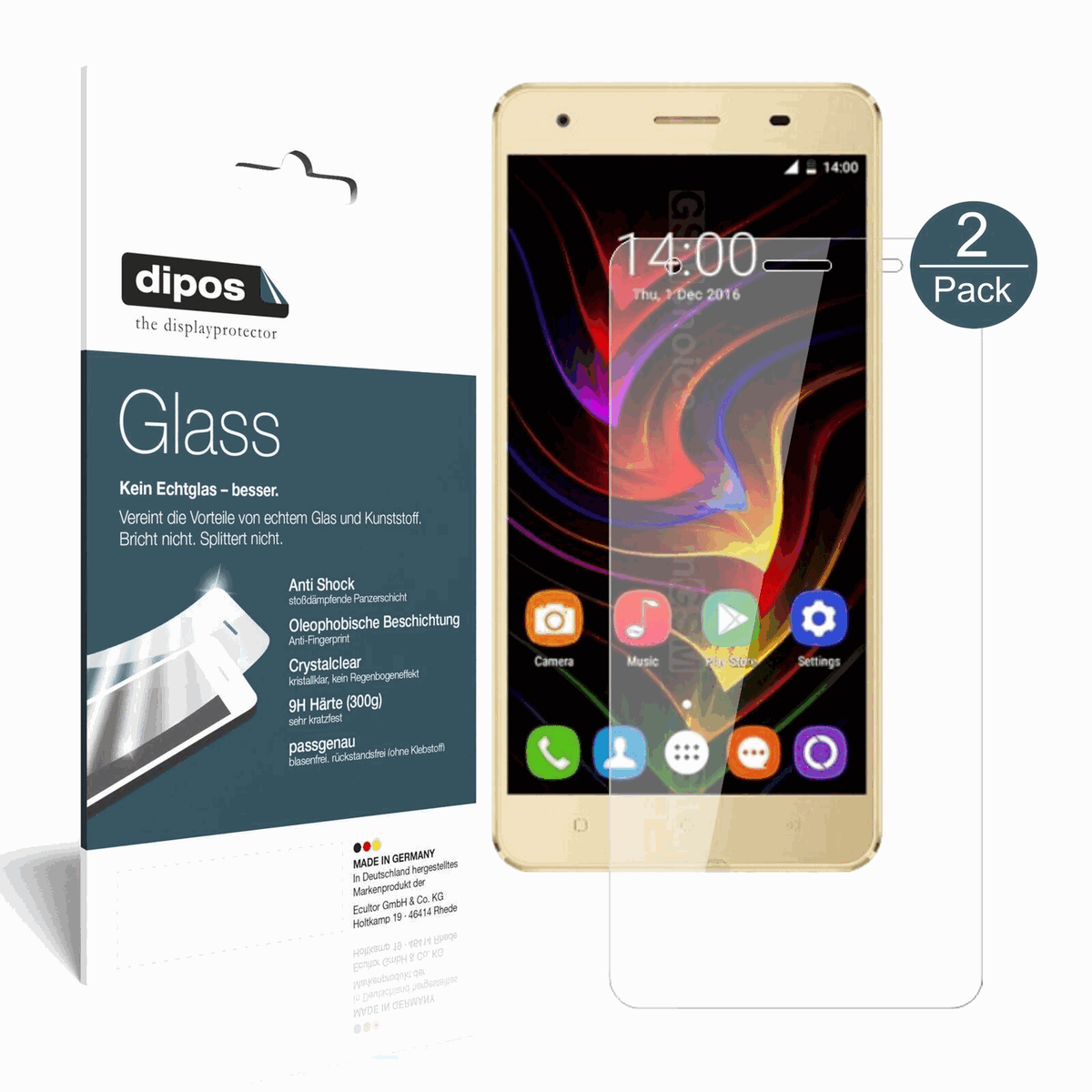 2x 9H Clear Screen Protector for Oukitel C5 Pro – Shatterproof, Crystal Clear | dipos